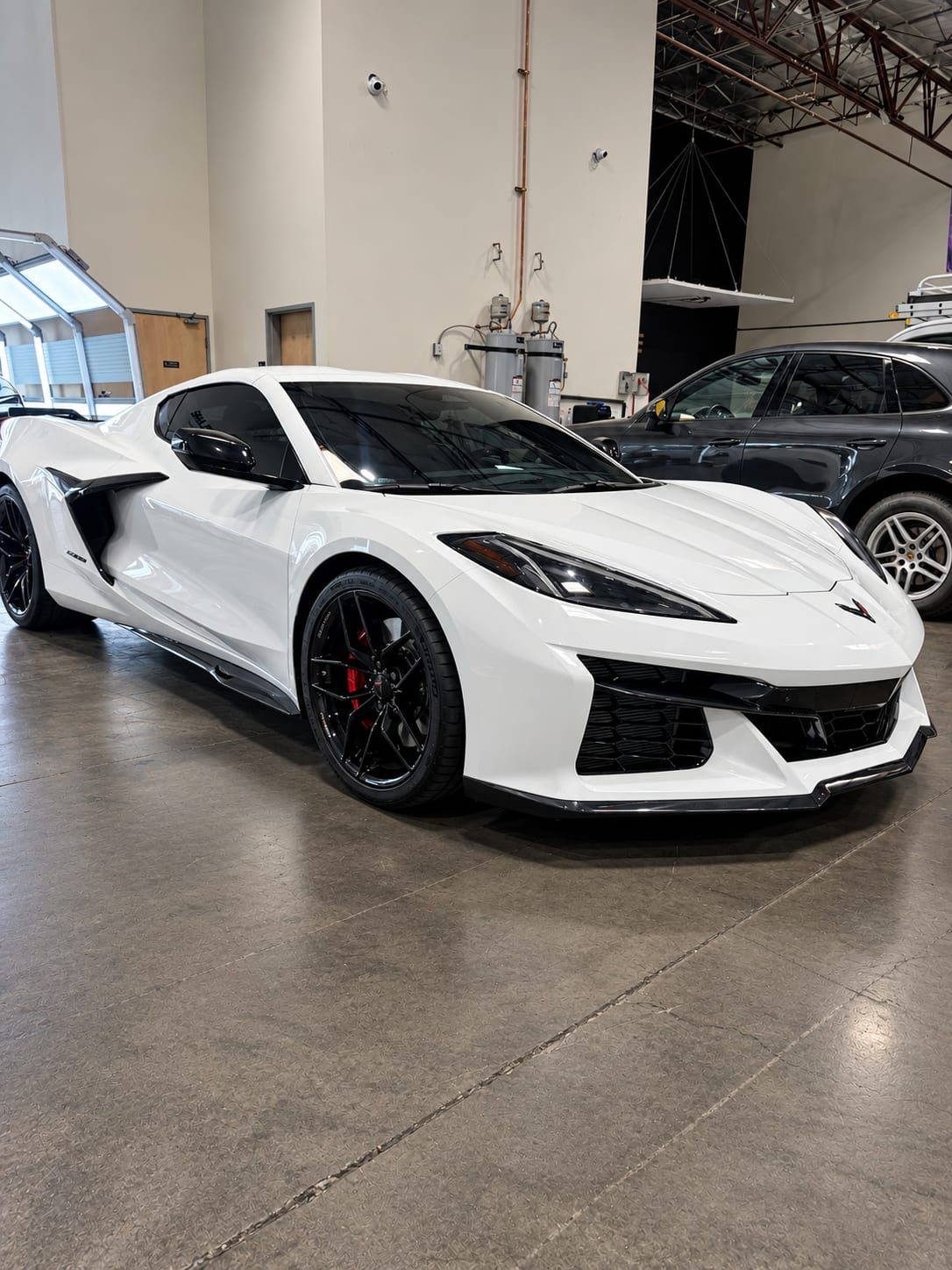 White Corvette Z06 With Ceramic Coating In The Henderson Shop