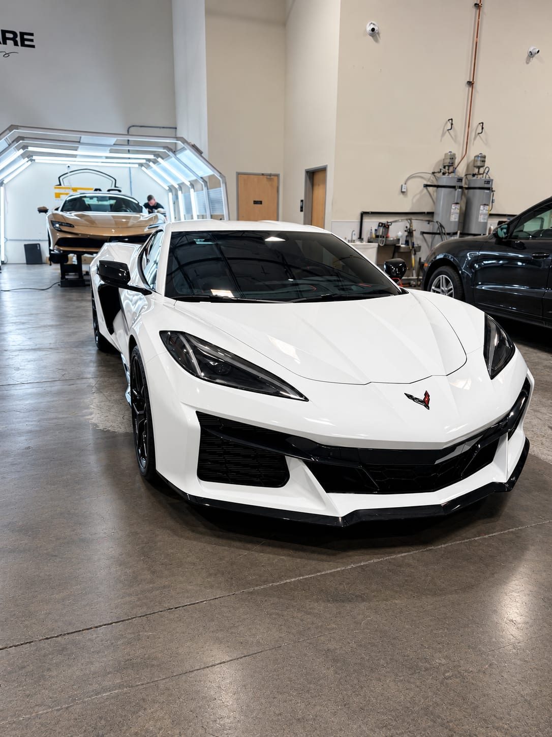 White Corvette Z06 With Ceramic Window Tint